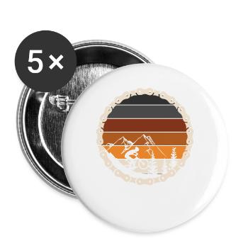Mountain biking bike and MTB gift - Buttons large 2.2''/56 mm (5-pack) - white - Front