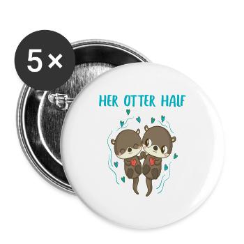 Otter Her Otter a aidé la tenue partenaire de Valtinstag - Lot de 5 grands badges (56 mm) - blanc - Devant
