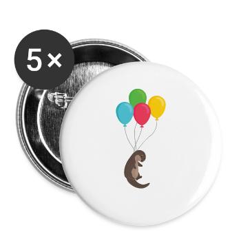 Loutre sur ballons loutre cadeau animal mignon - Lot de 5 grands badges (56 mm) - blanc - Devant