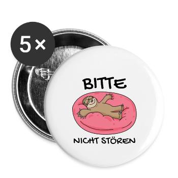 Bitte nicht stören Faultier Entspannen Geschenk - Buttons groß 56 mm (5er Pack) - Weiß - Vorne