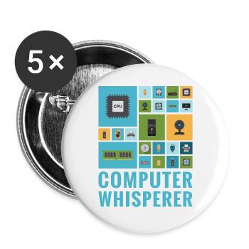 Ordinateur Whisperer Funny IT Tech Support Help Desk - Lot de 5 grands badges (56 mm) - blanc - Devant