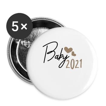 Bébé 2021 - Lot de 5 grands badges (56 mm) - blanc - Devant