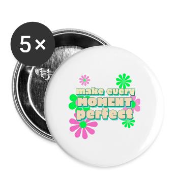 Le bonheur rend chaque moment parfait - Lot de 5 grands badges (56 mm) - blanc - Devant