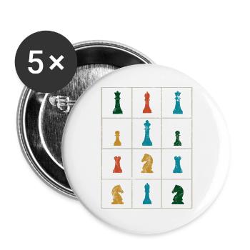 Pièces d’échiquier d’échiquier - Lot de 5 grands badges (56 mm) - blanc - Devant