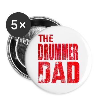 Schlagzeug Dad Daddy Drummer Band Musiker Geschenk - Buttons groß 56 mm (5er Pack) - Weiß - Vorne