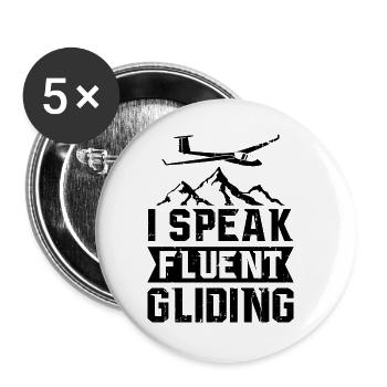 Segelflieger | Flugsport Segelflugzeug Geschenke - Buttons groß 56 mm (5er Pack) - Weiß - Vorne