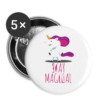 Einhorn Unicorn Fantasie - Buttons groß 56 mm (5er Pack) - Weiß - Vorne