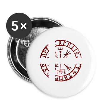 VEGVVISIR DENMARK - Wikinger Kompass - Buttons groß 56 mm (5er Pack) - Weiß - Vorne
