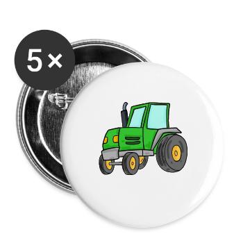 Traktor - Buttons groß 56 mm (5er Pack) - Weiß - Vorne
