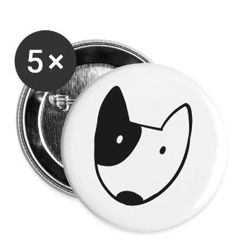 Hund - Buttons groß 56 mm (5er Pack) - Weiß - Vorne