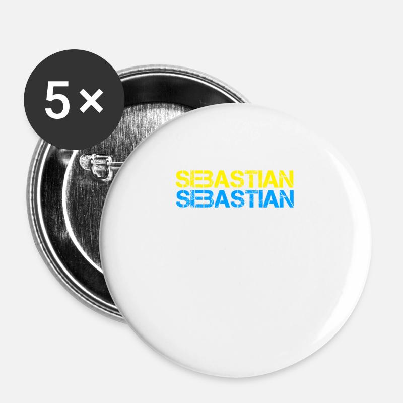 Sebastian - Buttons groß 56 mm (5er Pack) - Weiß