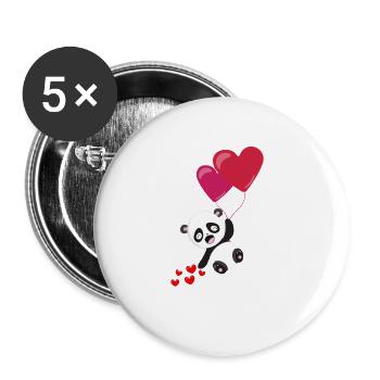 Panda Herz Valentinstag Geschenk Tier Bär Liebhaber - Buttons groß 56 mm (5er Pack) - Weiß - Vorne