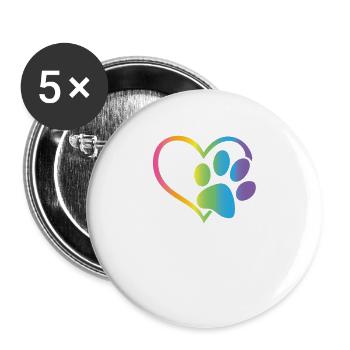 Heart Paw Print Dog Cat Lover Valentines Day - Buttons large 2.2''/56 mm (5-pack) - white - Front