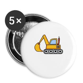 Véhicule de chantier d'excavatrice - Lot de 5 grands badges (56 mm) - blanc - Devant