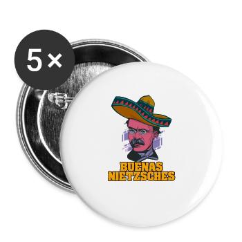 Buenas Nietzsche's design for a philosopher - Buttons large 2.2''/56 mm (5-pack) - white - Front