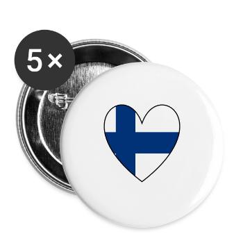 Finnland Herz - Buttons groß 56 mm (5er Pack) - Weiß - Vorne