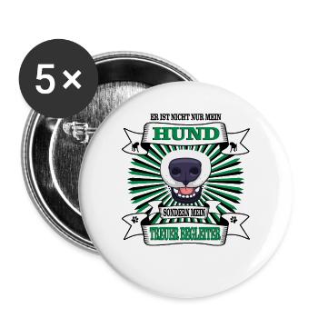 Hund Er ist nicht nur mein Hund - Buttons groß 56 mm (5er Pack) - Weiß - Vorne