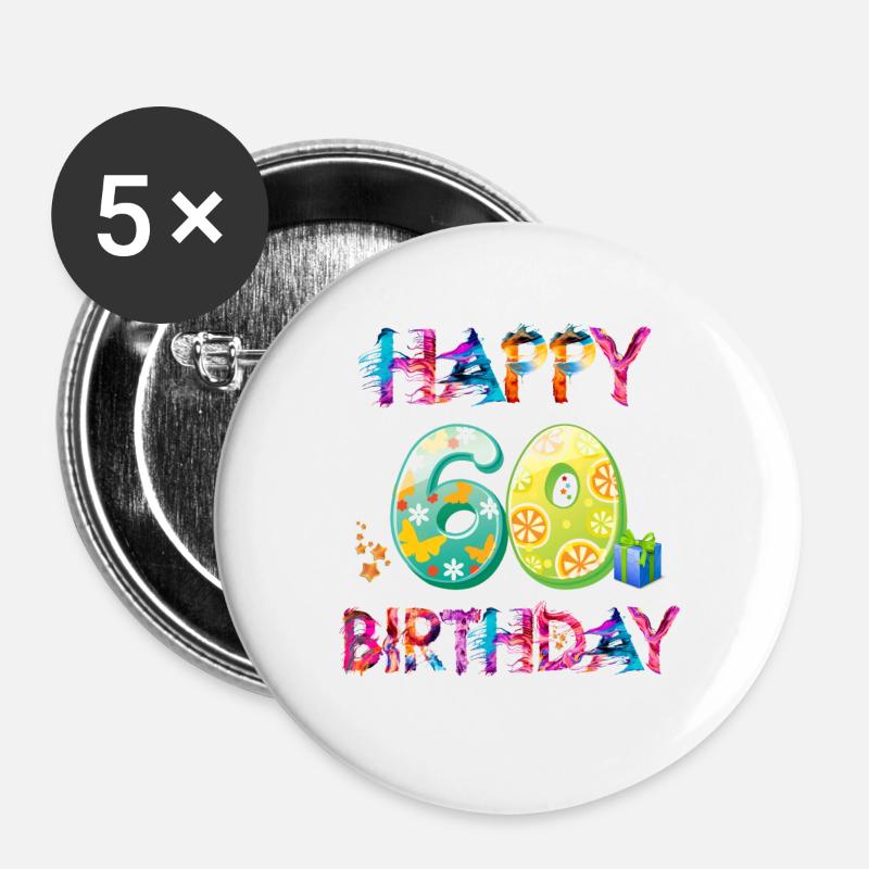 60th Birthday - Buttons large 2.2''/56 mm (5-pack) - white