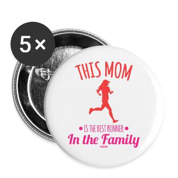 Cette maman est la meilleure coureuse de la famille - Lot de 5 grands badges (56 mm) - blanc - Devant