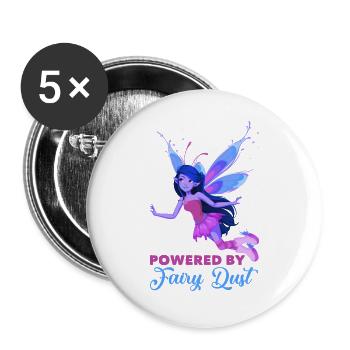 Fee Elfe Märchen - Buttons groß 56 mm (5er Pack) - Weiß - Vorne