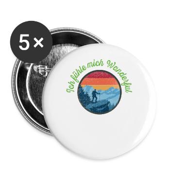 Ich fühle mich Wanderful - Buttons groß 56 mm (5er Pack) - Weiß - Vorne