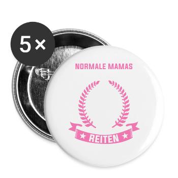 Reiterin Mama Reitlehrerin Reitverein Pferdesport - Buttons groß 56 mm (5er Pack) - Weiß - Vorne