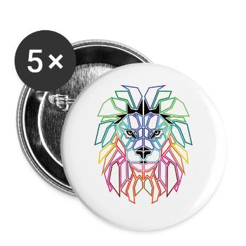 Lion Lion's Head Polygon - Buttons large 2.2''/56 mm (5-pack) - white - Front