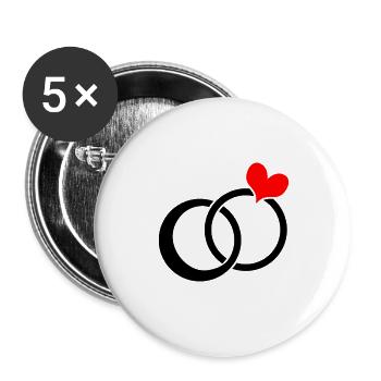Épouser bague de fiançailles mariage bande de mariage couples - Lot de 5 grands badges (56 mm) - blanc - Devant