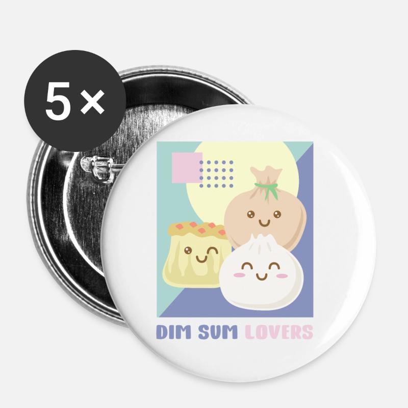 Dim Sum Lovers - Buttons large 2.2''/56 mm (5-pack) - white