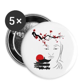 Bouddha - Lot de 5 grands badges (56 mm) - blanc - Devant