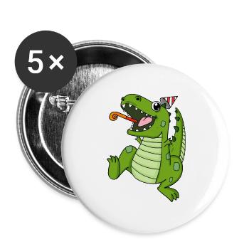 Fête des dinosaures - Lot de 5 grands badges (56 mm) - blanc - Devant