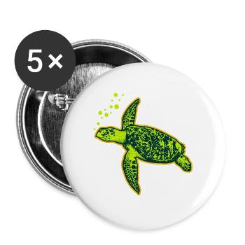 Meeresschildkröte Schildkröten Geschenk Retro - Buttons groß 56 mm (5er Pack) - Weiß - Vorne