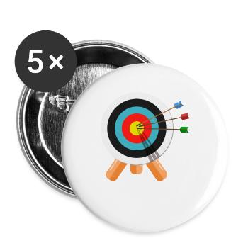 Tir à l’arc Archer cadeau cible cible - Lot de 5 grands badges (56 mm) - blanc - Devant