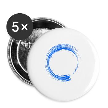 Rond design brosse bleu - Lot de 5 grands badges (56 mm) - blanc - Devant