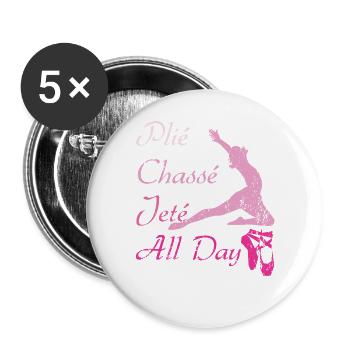 Plie Chasse Jete All Day Dancing Squats Ballet - Buttons large 2.2''/56 mm (5-pack) - white - Front