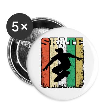 Skate Retro Vintage Skater Skateboarding Gift - Buttons large 2.2''/56 mm (5-pack) - white - Front