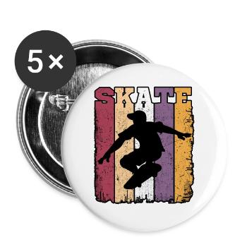 Skate Retro Vintage Skater Skateboarding Gift - Buttons large 2.2''/56 mm (5-pack) - white - Front