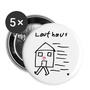 Laufhaus - Buttons groß 56 mm (5er Pack) - Weiß - Vorne