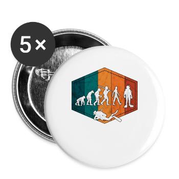 Taucher Evolution Taucherin retro - Buttons groß 56 mm (5er Pack) - Weiß - Vorne