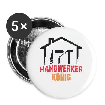 Handwerker König Werkzeug Baustelle Heimwerker - Buttons groß 56 mm (5er Pack) - Weiß - Vorne