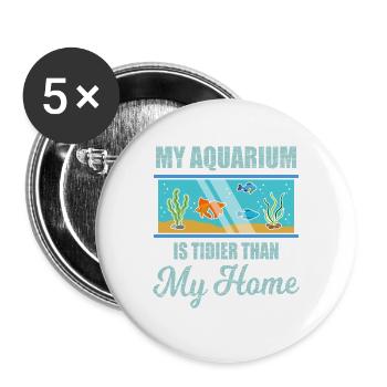 Aquarium Fish Turtle Keeper Gift Idea - Buttons large 2.2''/56 mm (5-pack) - white - Front