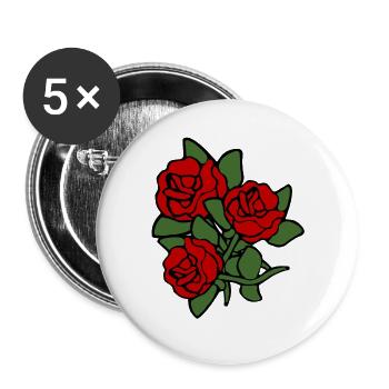 Rose - Roses -Roses - Lot de 5 grands badges (56 mm) - blanc - Devant