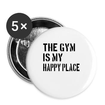 WEIGHTLIFTING BODYBUILDING Gym is my Happy Place - Lot de 5 grands badges (56 mm) - blanc - Devant