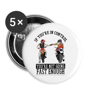 Motorrad Motocross Motorbike - Buttons groß 56 mm (5er Pack) - Weiß - Vorne