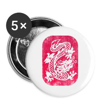 Dragon Tribal Chine - Lot de 5 grands badges (56 mm) - blanc - Devant