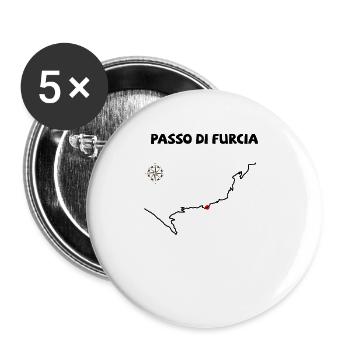 Passo Di Furcia Bike Motorcycle and Cycling Alps - Buttons large 2.2''/56 mm (5-pack) - white - Front