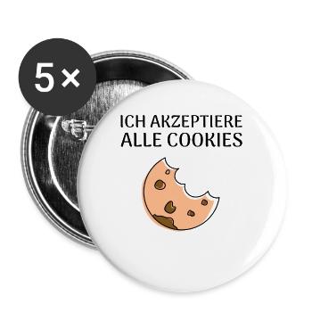 Ich akzeptiere alle Cookies - Buttons groß 56 mm (5er Pack) - Weiß - Vorne