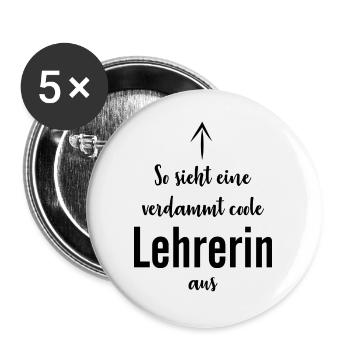 Lehrerin Schule Student - Buttons groß 56 mm (5er Pack) - Weiß - Vorne