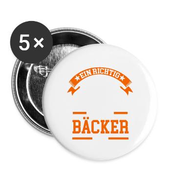 Bäcker Bäckermeister Geschenk - Buttons groß 56 mm (5er Pack) - Weiß - Vorne