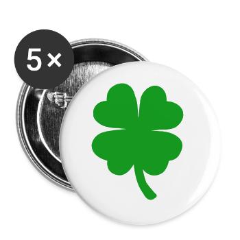 Glücksklee Neujahr Vierblättriges Kleeblatt Klee - Buttons groß 56 mm (5er Pack) - Weiß - Vorne